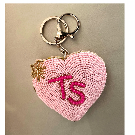 T Swift Beaded Heart Keychain