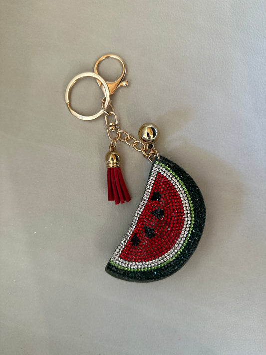 Watermelon Beaded Keychain