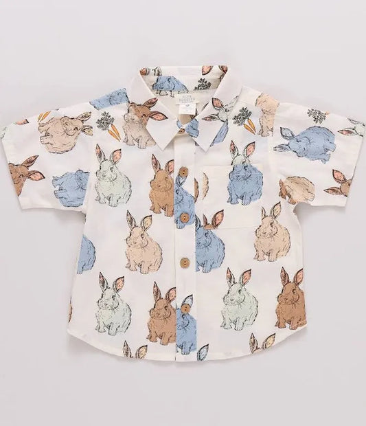 Jack Shirt- Blue Vintage Bunnies