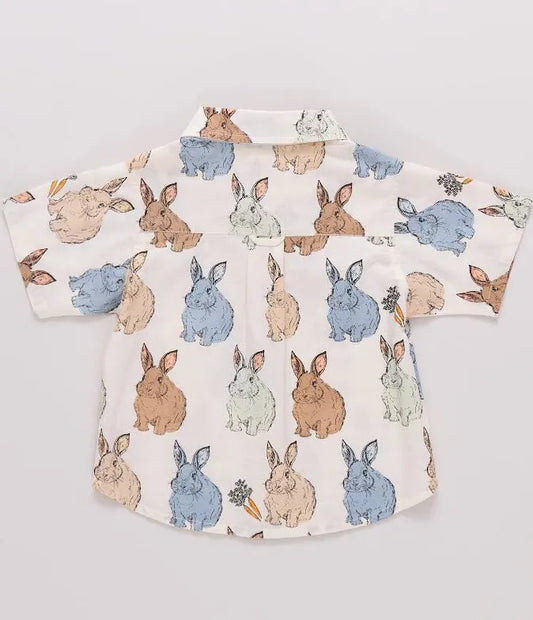 Jack Shirt- Blue Vintage Bunnies