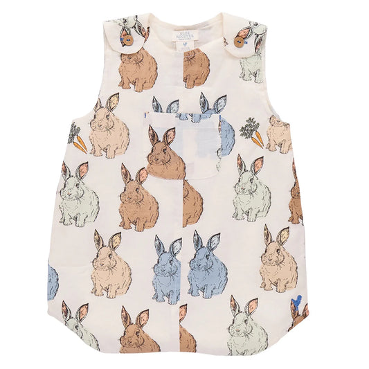 Noah Romper- Blue Vintage Bunnies