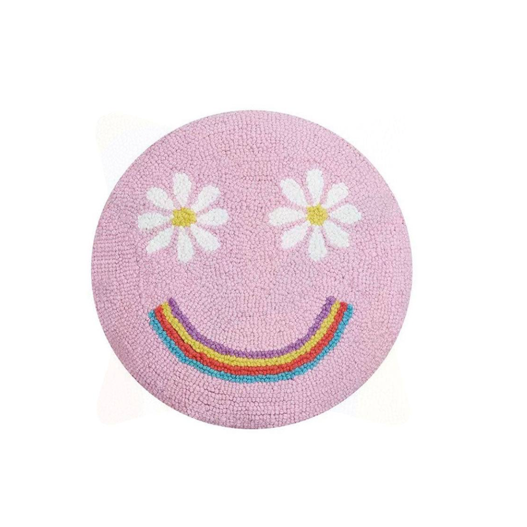 Rainbow Smiley Face Round Hook Pillow