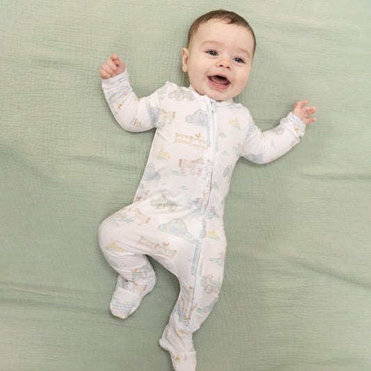 AD Zip Footie - Farm Animal Party