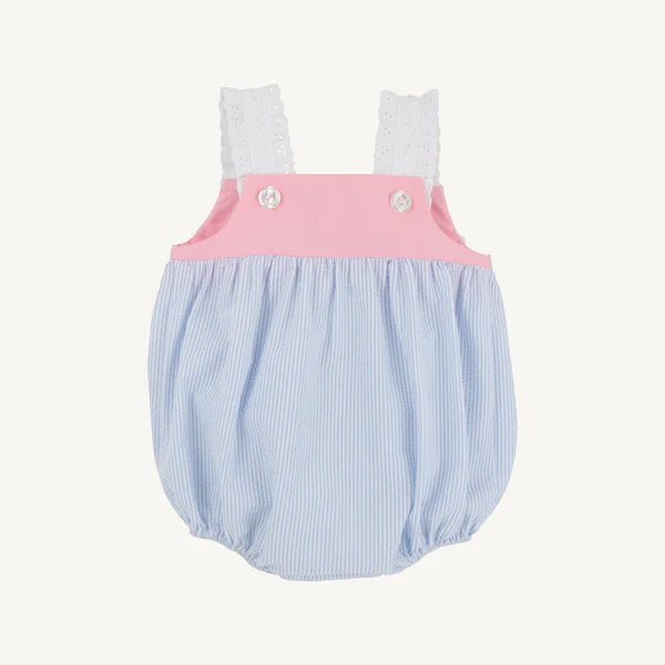 Babs Bubble- Blue Seersucker/Pink