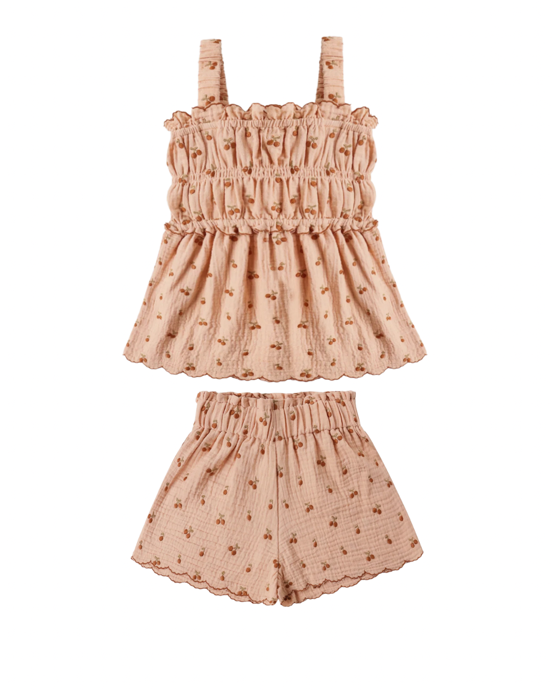 Smocked Tank & Short Set- Cherry
