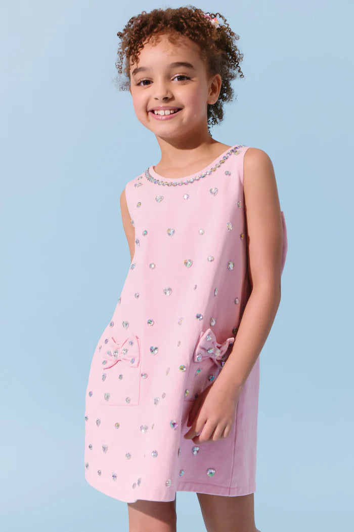 Pink Crystal Denim Dress