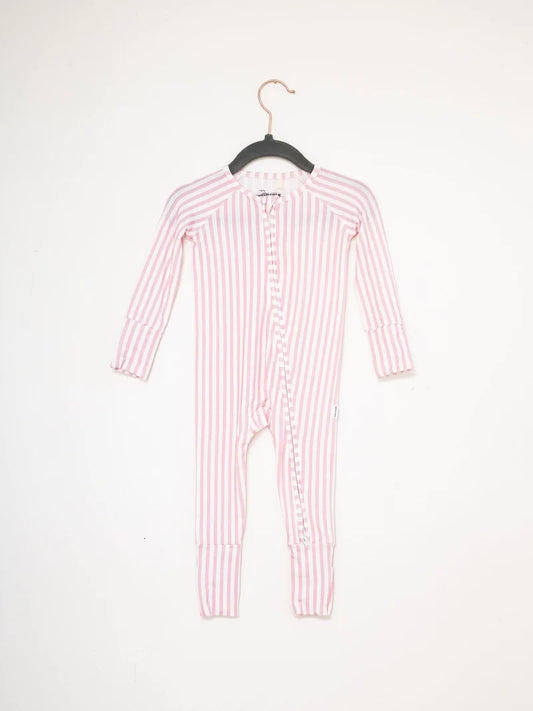 Sleep Romper - Pink Mini Stripe