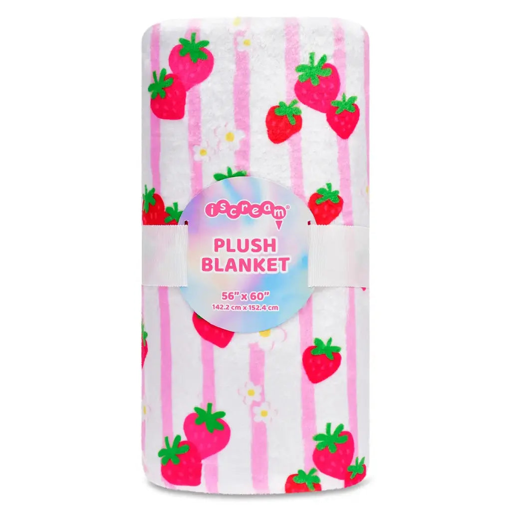 Strawberry Stripes Plush Blanket