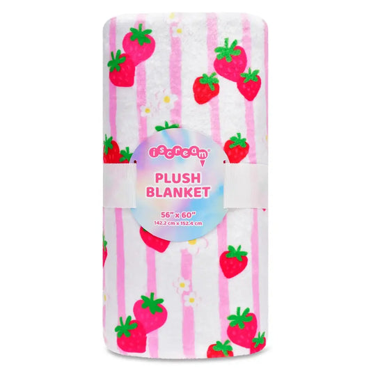 Strawberry Stripes Plush Blanket