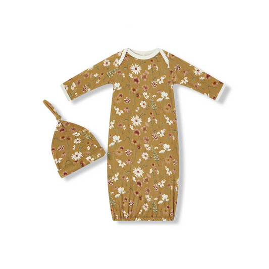 MB NB Gown/Hat Set - Wildflower