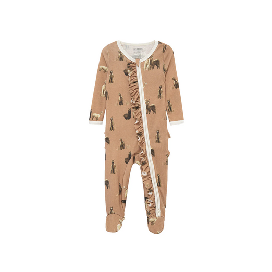MB Ruffle Zip Footie - Alpaca
