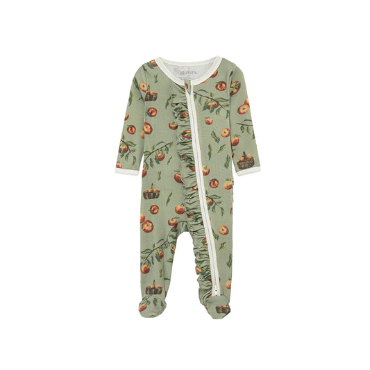 MB Ruffle Zip Footie - Apple Orchard
