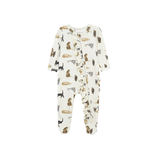 MB Ruffle Zip Footie - Cat