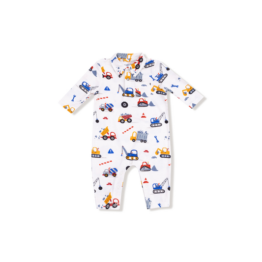 AD Polo Romper - Crayon Construction