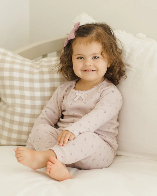 Pointelle Tee + Legging - Lilac Ditsy