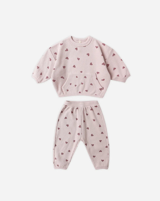 Waffle Slouch Set - Hearts