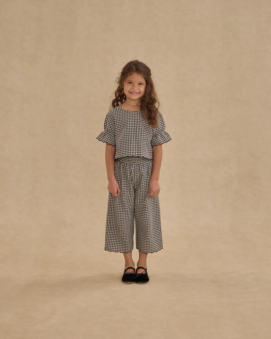 Wide Leg Pant- Black Gingham