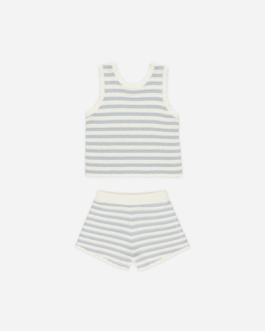 Crochet Tank Set - Blue Stripe