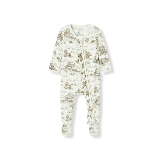 MB Ruffle Zip Footie - Country Toile