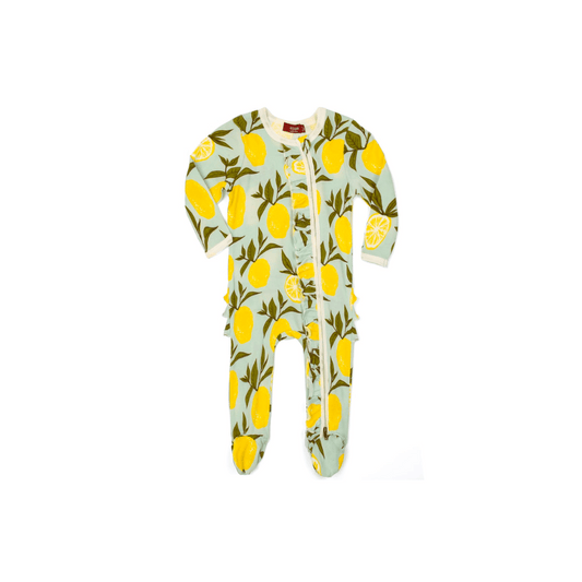 MB Ruffle Zip Footie - Lemon