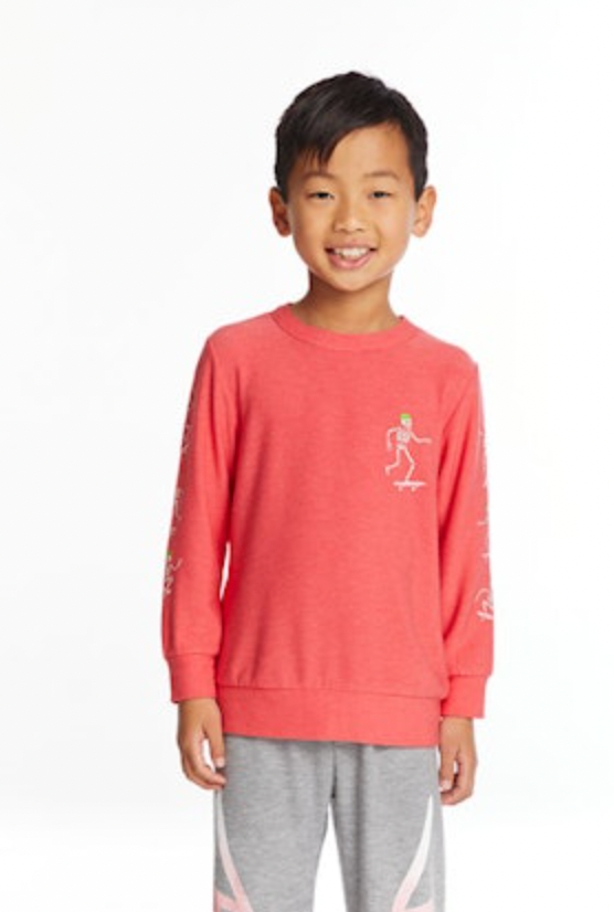 Skeleton Skater Pullover - Flame