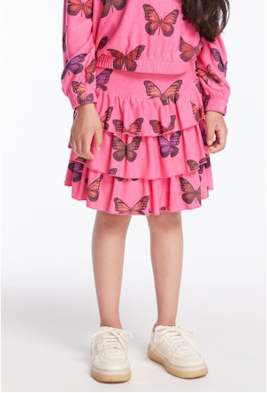 Ruffle Skort Butterflies - Flamingo