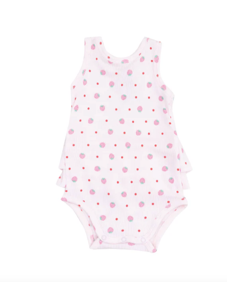 AD Ruffle Bubble - Strawberry Swiss Dot