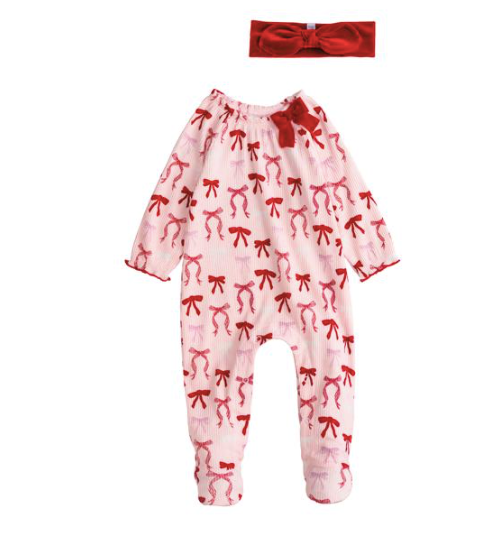 Christmas Bow Sleeper 0-3m
