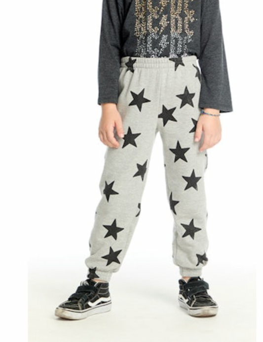 Fleece Sweatpant- Heather Gray Glitter Stars