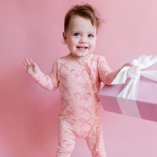 Ruffle Romper- Candy Cane Bows