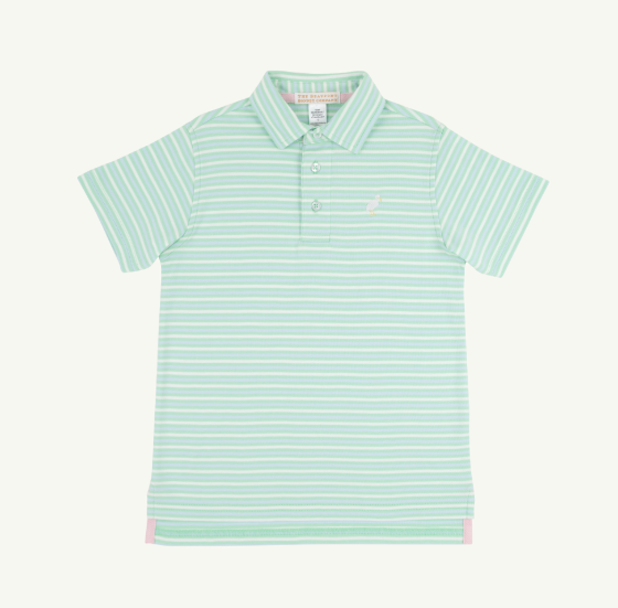 Prim & Proper Polo  Stripe Grace Bay Green