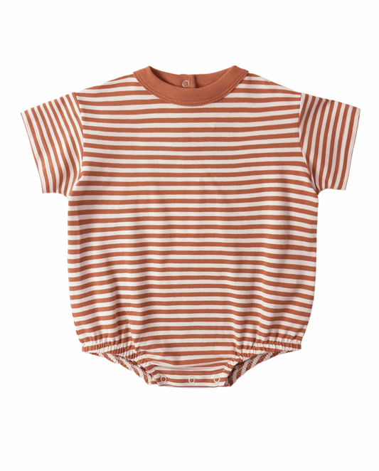 Relaxed Bubble Romper- Poppy Stripe