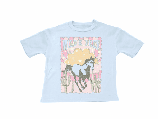 Wild & Free Tee- Baby Blue