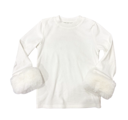 White Top- Fur Cuff