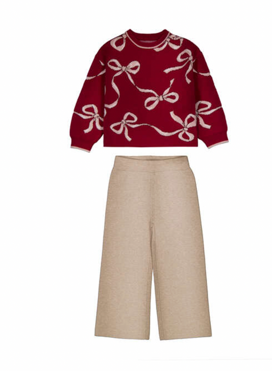 Raspberry Bow Pant Set 4527