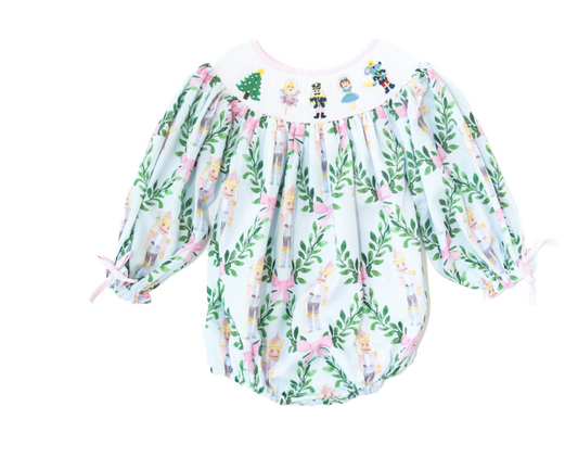 Girls Smocked Bubble- Pink Nutcracker Ballet