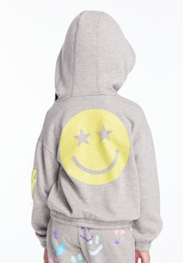 Vintage Fleece Hoodie - Gray Smiley Hoodie