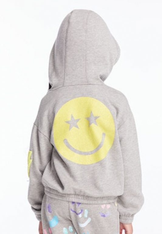 Vintage Fleece Hoodie - Gray Smiley Hoodie