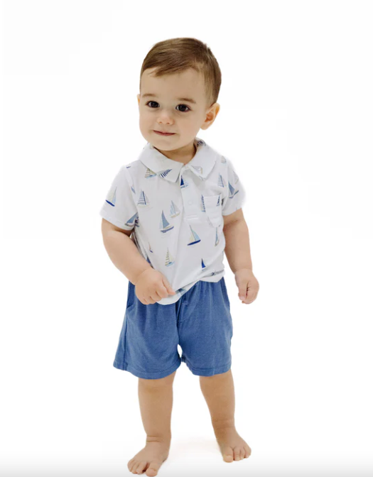 AD Polo/Short Set - Sailboats