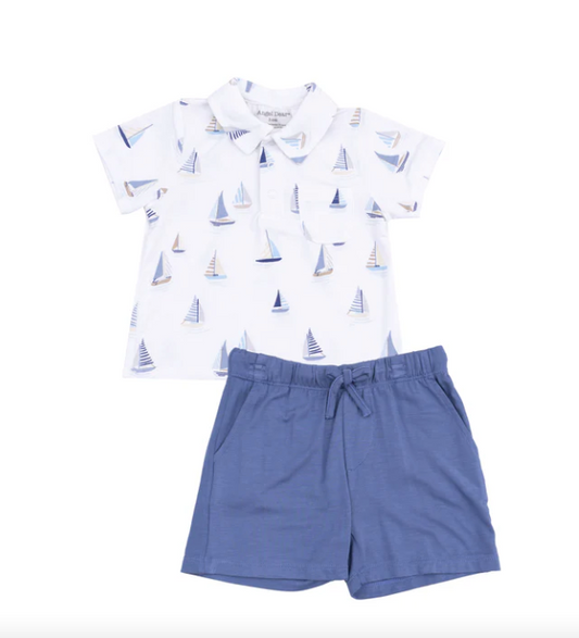 AD Polo/Short Set - Sailboats