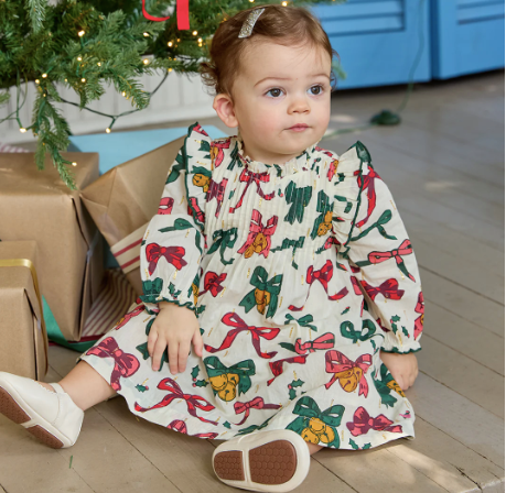 Baby Jaipur Dress- Christmas Bows & Bells