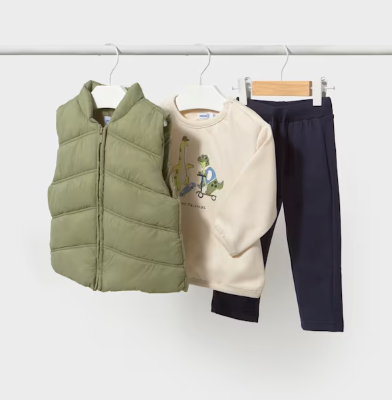 Dino Sweat Vest Set- Green