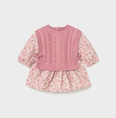Knitted Vest Dress- Pink 2821