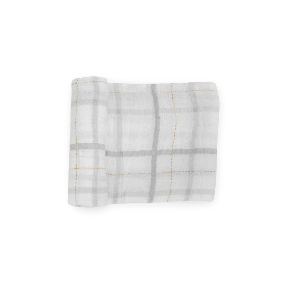 Cotton Muslin Swaddle - Grey Plaid