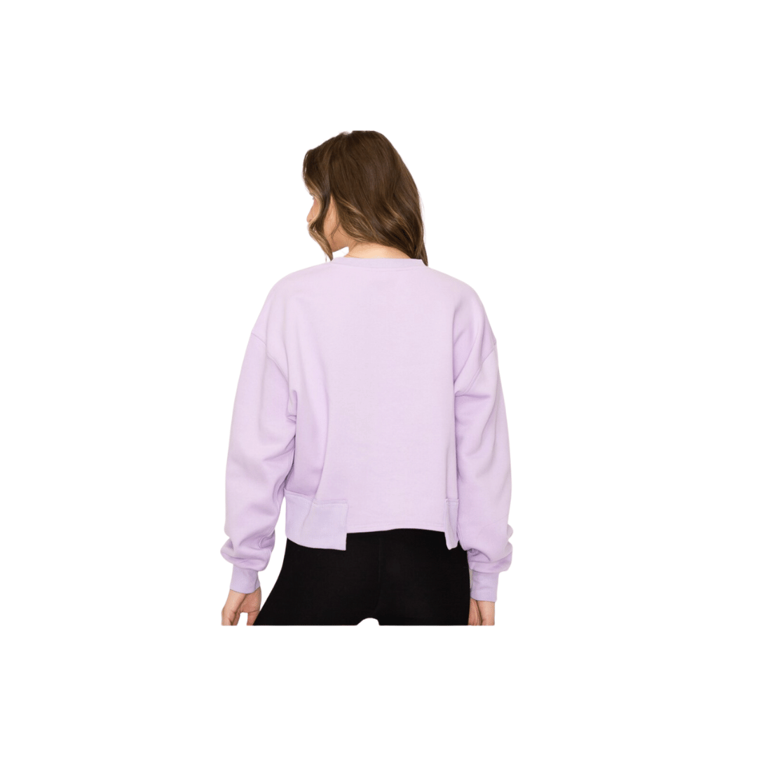 Oversized Cropped Sweatshirt - Purple