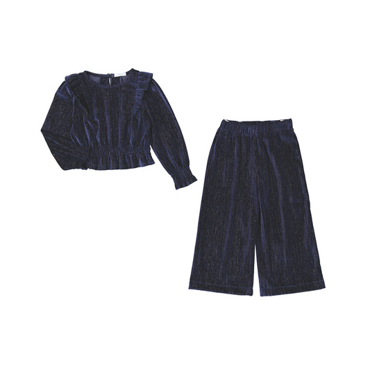 Velvet Pant Set - Navy