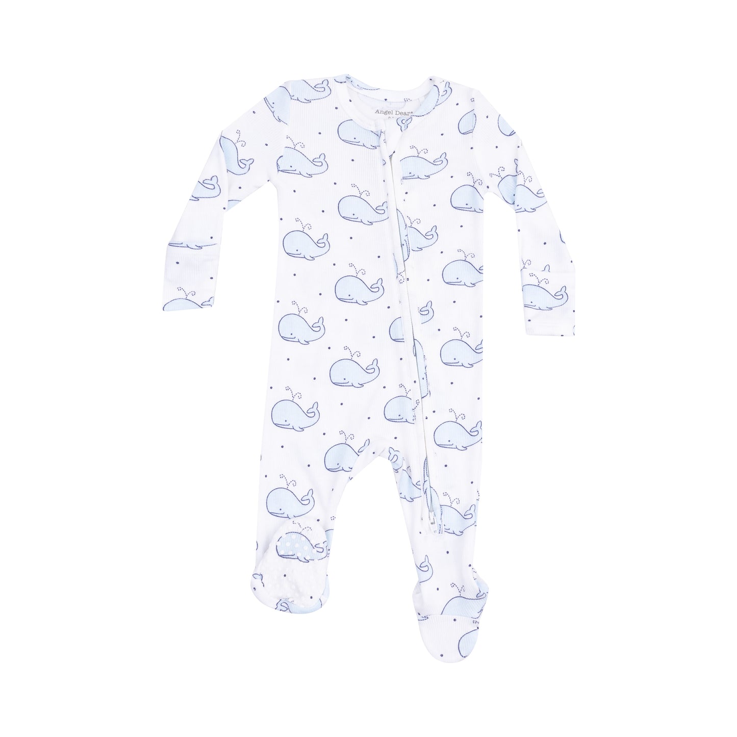 AD Zipper Footie - Bubbly Whale Blue