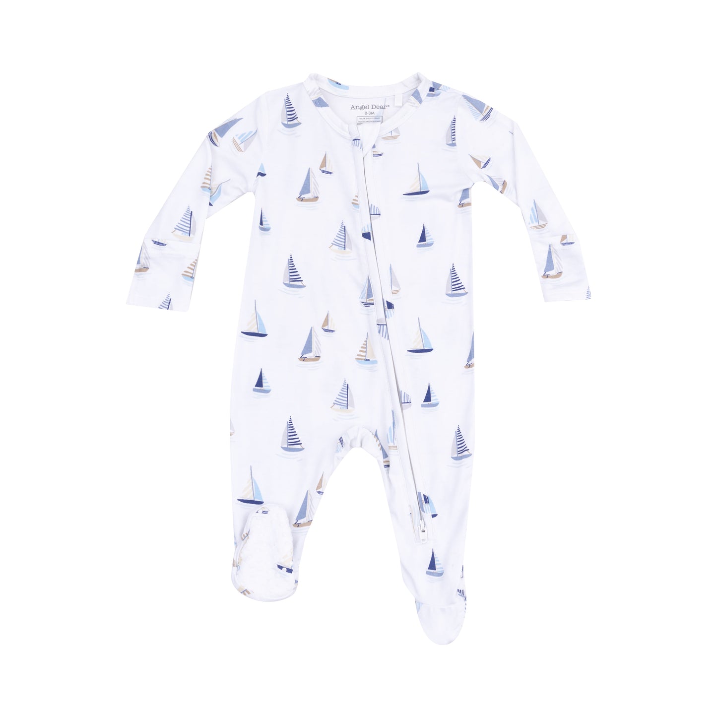 AD Zipper Footie - Sailboats Blue