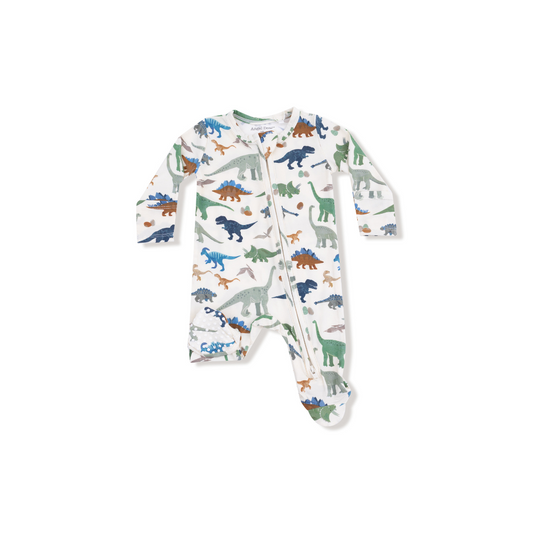 AD Zip Footie - Washy Dinos