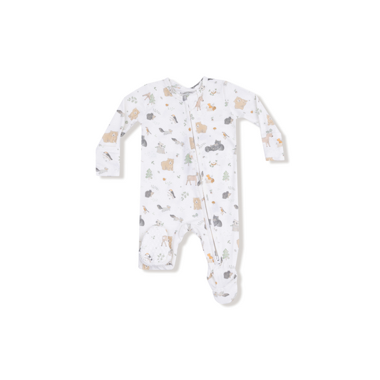 AD Zip Footie - Woodland Babies